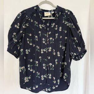 Maeve by Anthropologie Navy Floral Blouse Size M